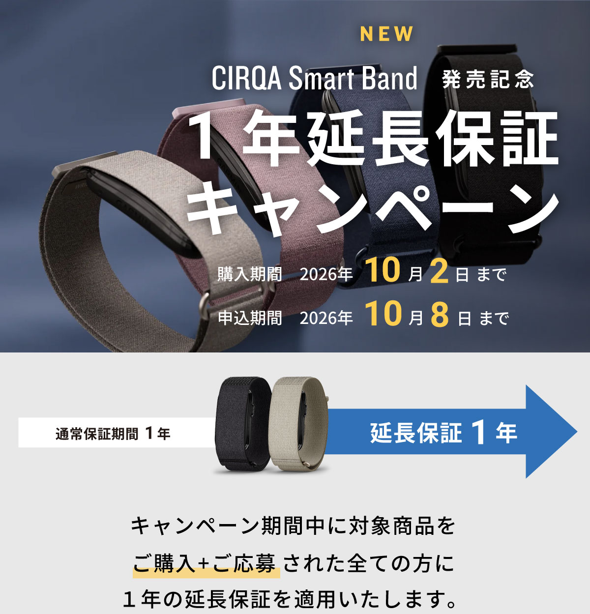 CIRQA Smart Band 延長保証キャンペーン