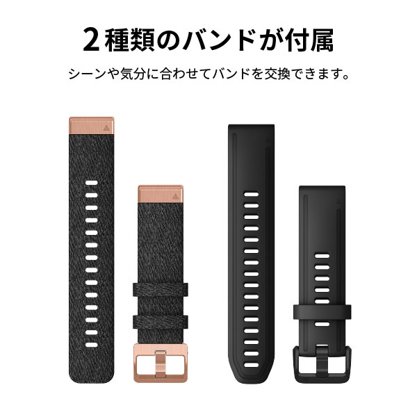 fēnix 6S Sapphire Black Rose Gold Nylon band | スマートウォッチ ...