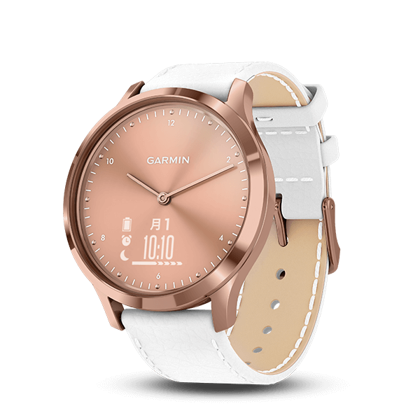 vívomove HR Rose Gold White Leather | スマートウォッチ | Garmin 日本
