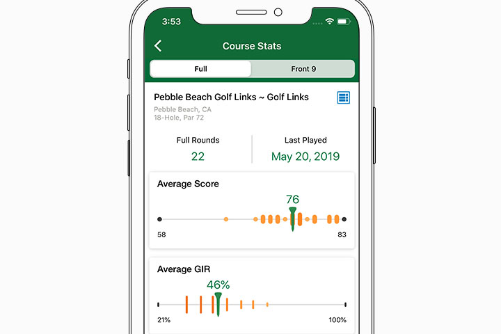 コース統計 - Garmin Golf™ App