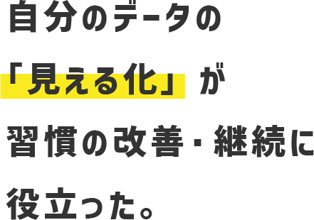 自分のデータの「見える化」が習慣の改善・継続に役立った。