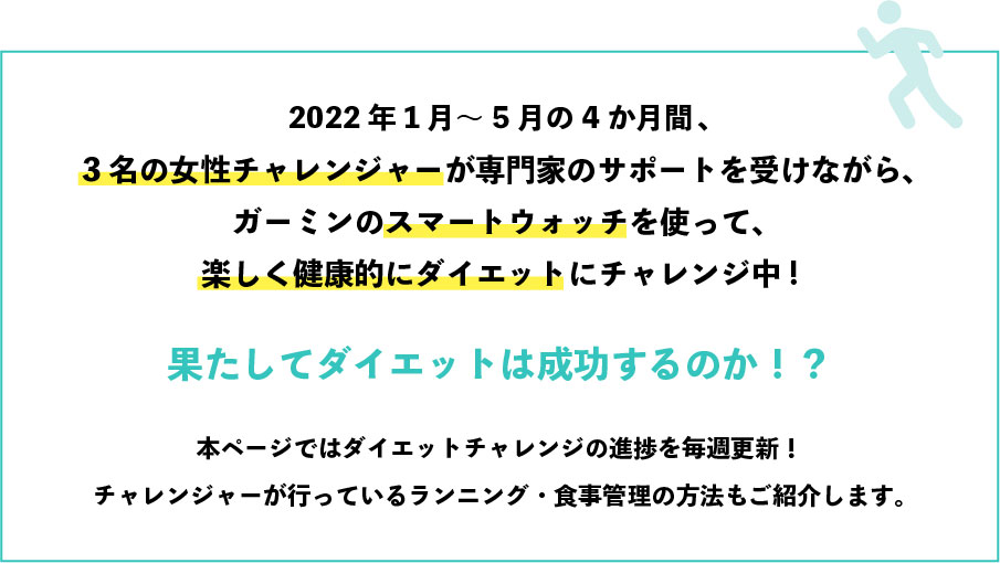 4か月間 無料で専門家のサポートを受けながら、ガーミンのスマートウォッチを使って、楽しく健康的にダイエットにチャレンジしてみませんか?